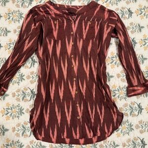 Orange and Brown Striped Long Sleeve Tunic